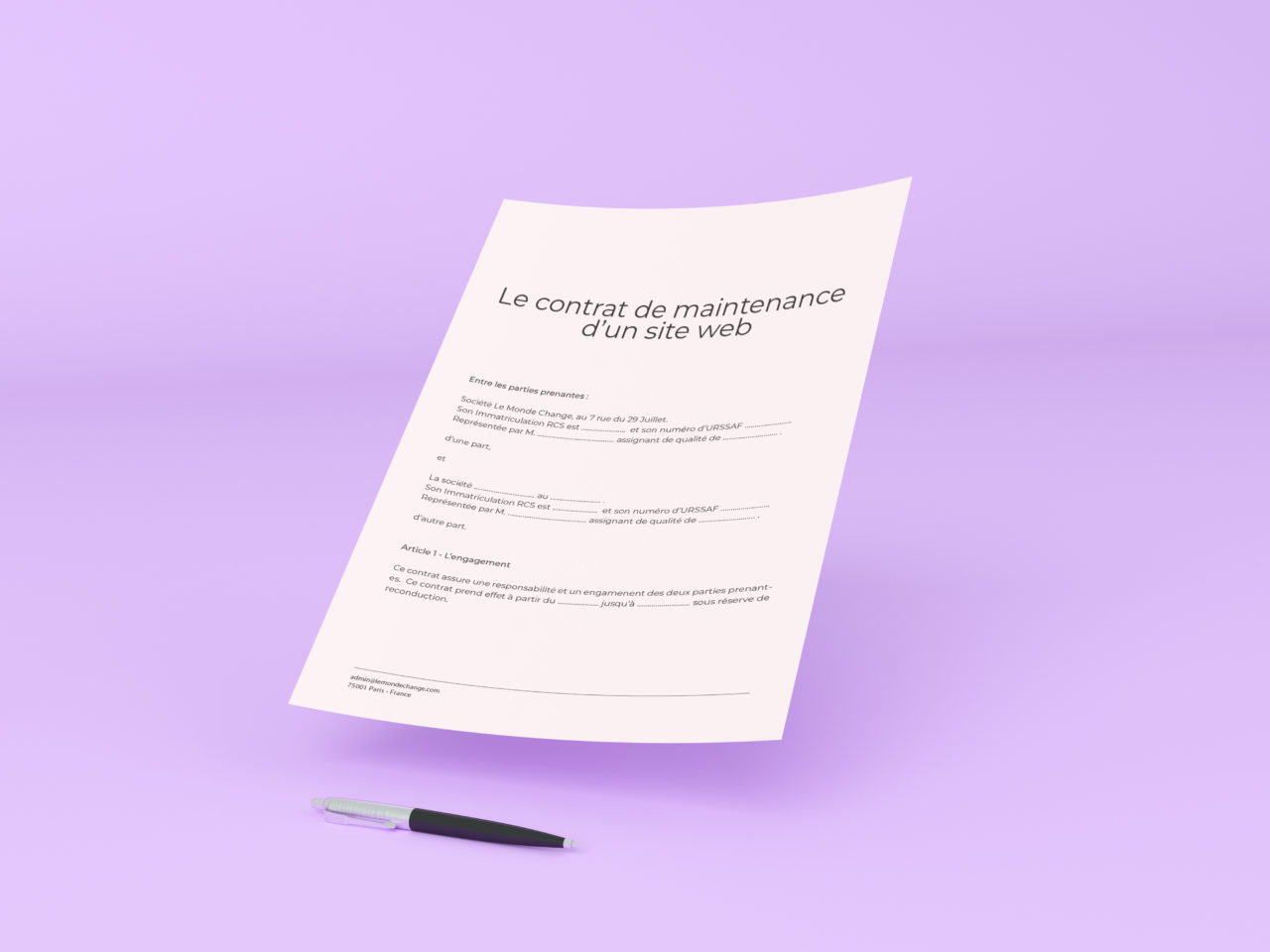 Contrat de maintenance pour un site web